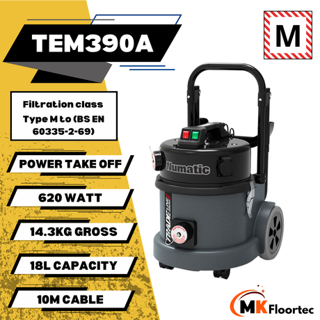 Numatic TEM390A TradeLine 'M' Class Filtration Vacuum with Power Take Off 110 Volt