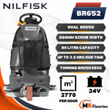 Nilfisk BR652 ride-on floor cleaning scrubber dryer specification