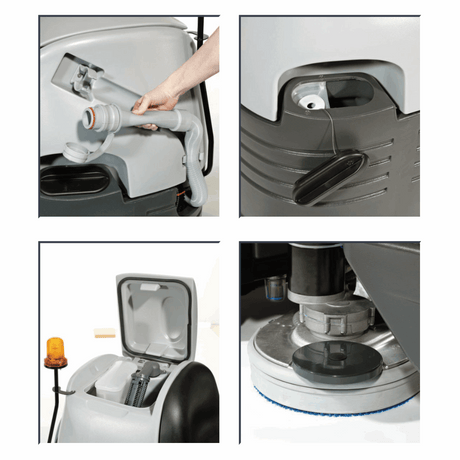 Nilfisk BR652 ride-on scrubber dryer features