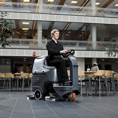 Nilfisk BR652 ride-on scrubber dryer floor cleaning machine for large spaces