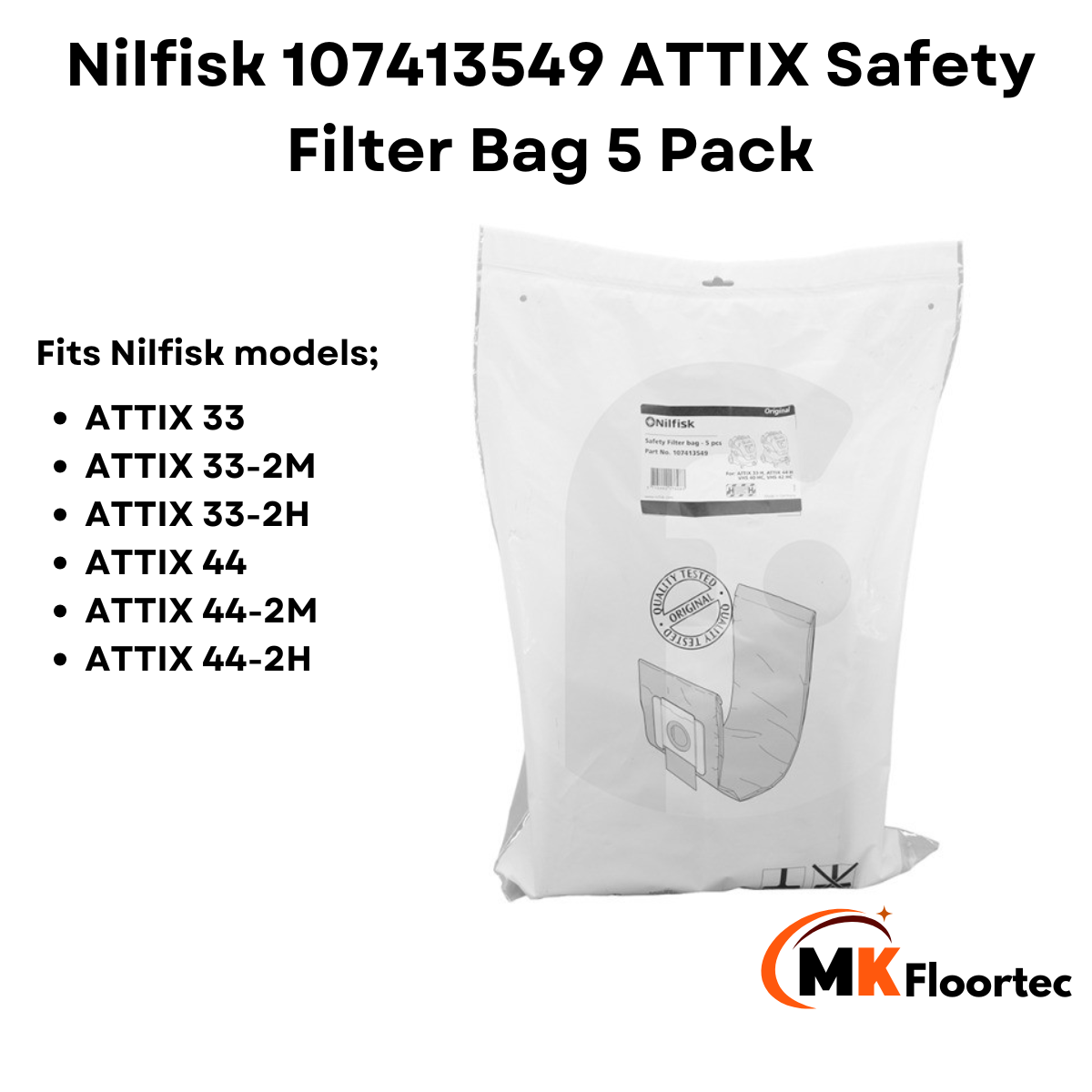 Nilfisk 107413549 ATTIX Safety Filter Bag 5 Pack
