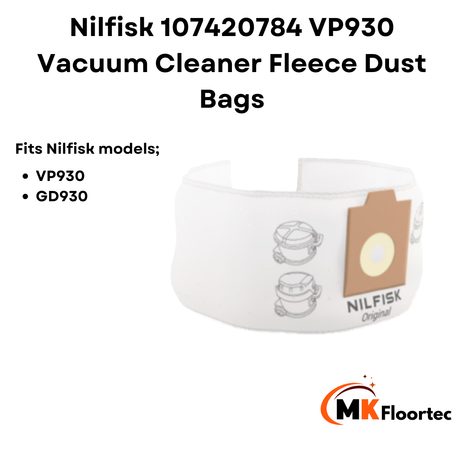 Nilfisk 107420784 VP930 Vacuum Cleaner Fleece Dust Bags