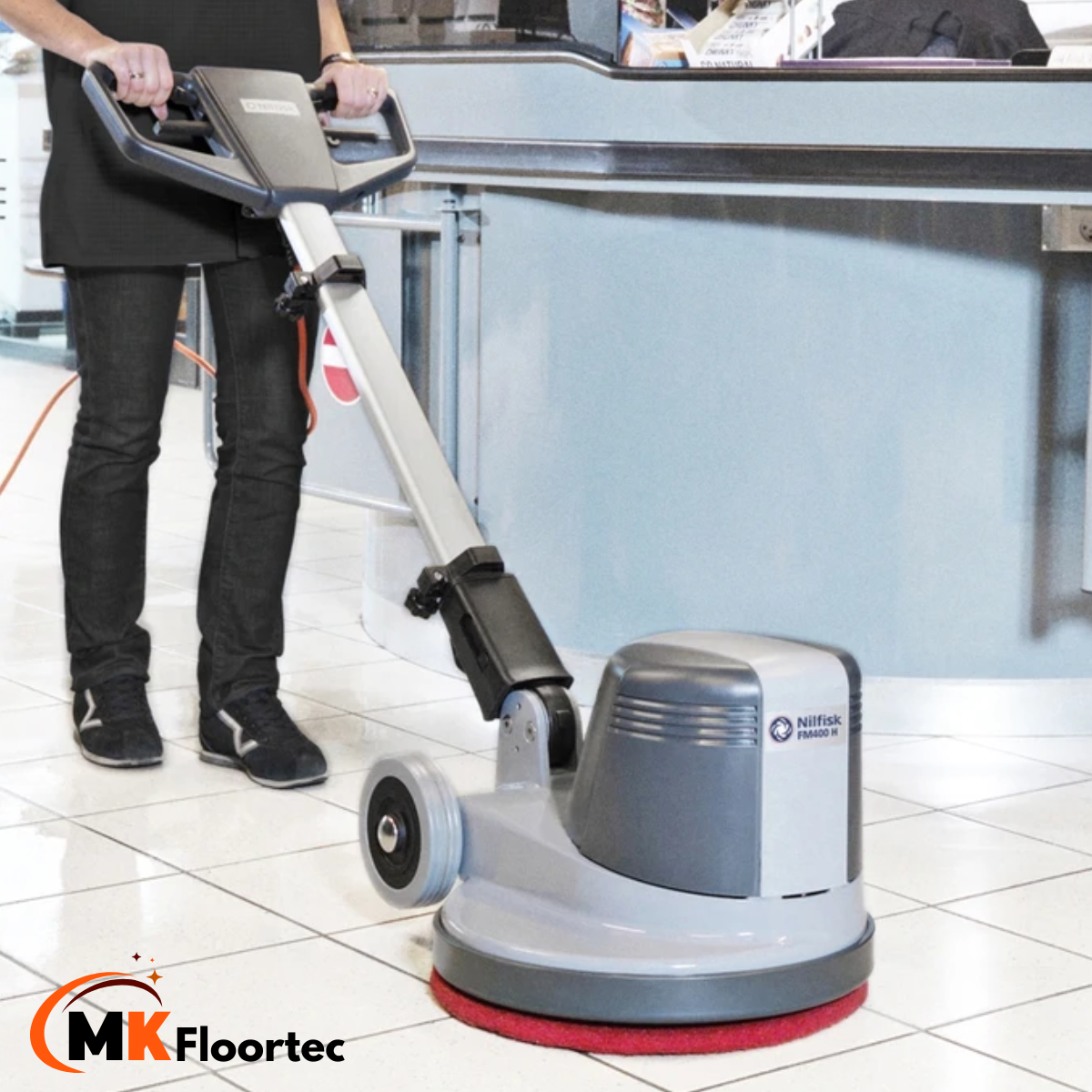 Nilfisk FM400 D Floor Scrubber - Dual Speed Industrial Rotary Machine