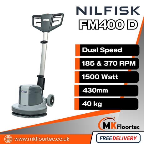 Nilfisk FM400 D Floor Scrubber - Dual Speed Industrial Rotary Machine