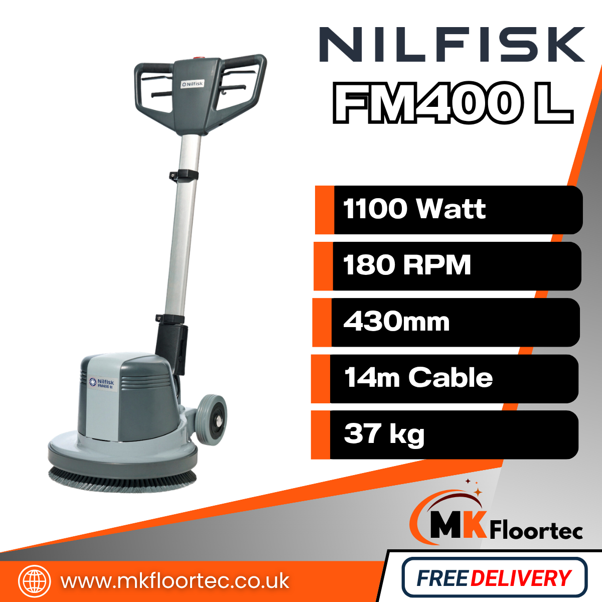 Nilfisk FM400 L Floor Scrubber - 180RPM Industrial Rotary Machine