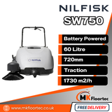 Nilfisk SW750 Walk-Behind Battery Powered Industrial Sweeper