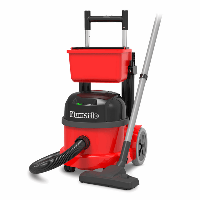 Numatic PBT230NX cordless vacuum cleaner with trolley, designed for commercial use, featuring battery power for efficient cleaning.