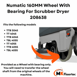Numatic 208638 wheel for floor cleaning machines and scrubber dryers