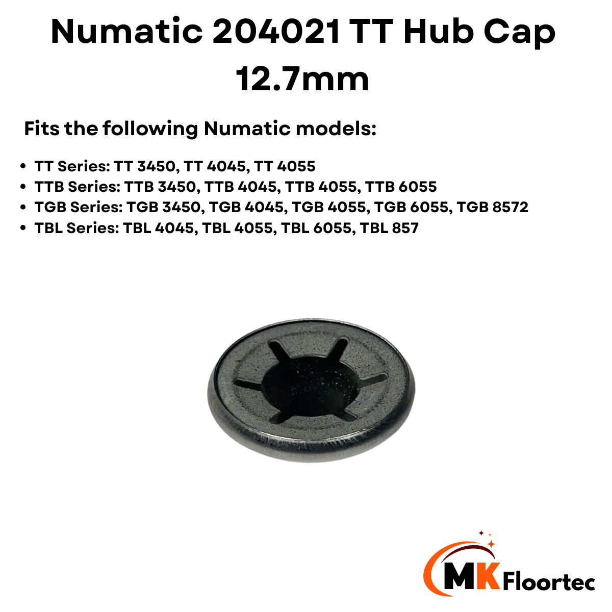 Numatic 204021 TT Hub Cap 12.7mm