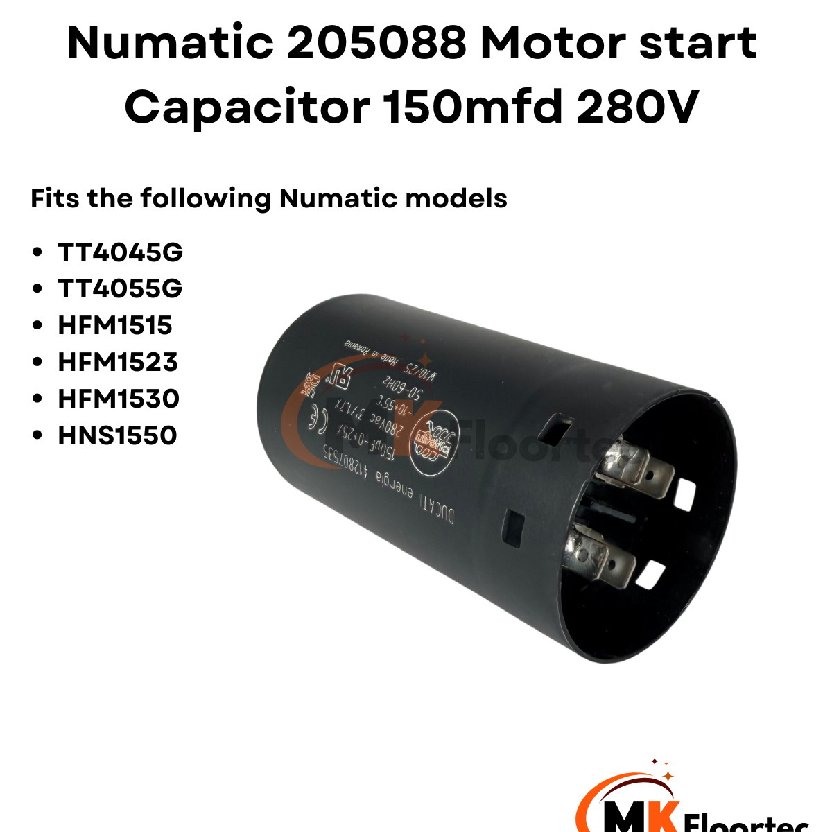 Numatic 205088 Motor start Capacitor 150mfd 280V