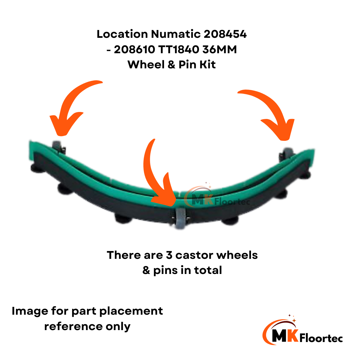 Numatic 208454 - 208610 TT1840 36MM Wheel & Axle Pin Kit