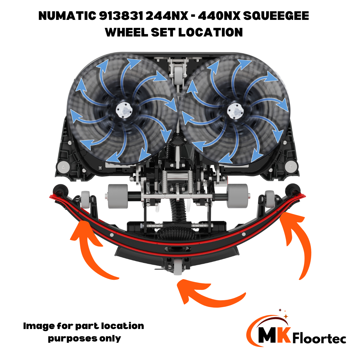 Numatic 913831 244NX - 440NX Squeegee Wheel Set