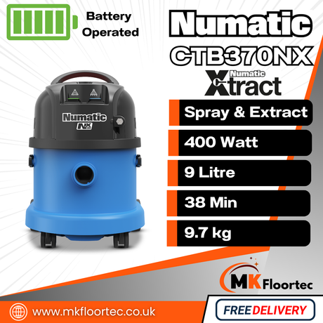 Numatic CTB370NX Commercial Cordless Carpet Extraction & Hard Floor Vacuum Cleaner