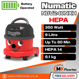Numatic NBV240NX HEPA Cordless Vacuum Cleaner | Commercial HEPA 14 Battery Henry