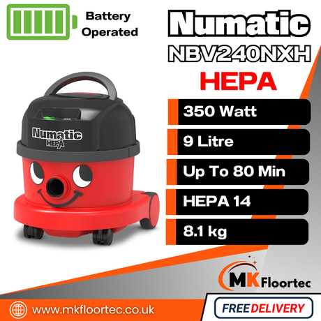 Numatic NBV240NX HEPA Cordless Vacuum Cleaner | Commercial HEPA 14 Battery Henry