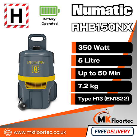 Numatic RHB150NX H-Class Cordless Backpack Vacuum Cleaner