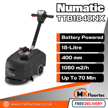 Numatic TTB1840NX-R Floor Scrubber Dryer - Battery Powered
