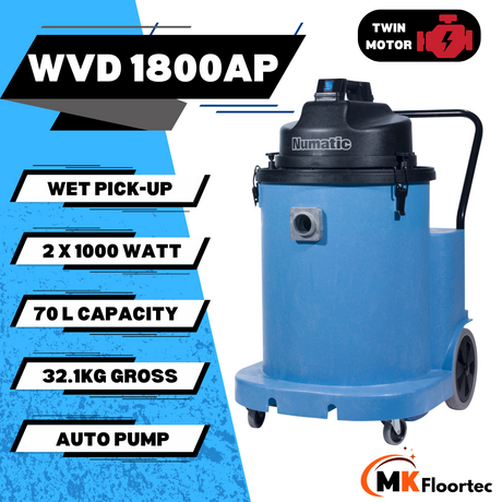 Numatic WVD1800AP Automatic Pump Industrial Wet & Dry Vacuum Cleaner Twin Motor