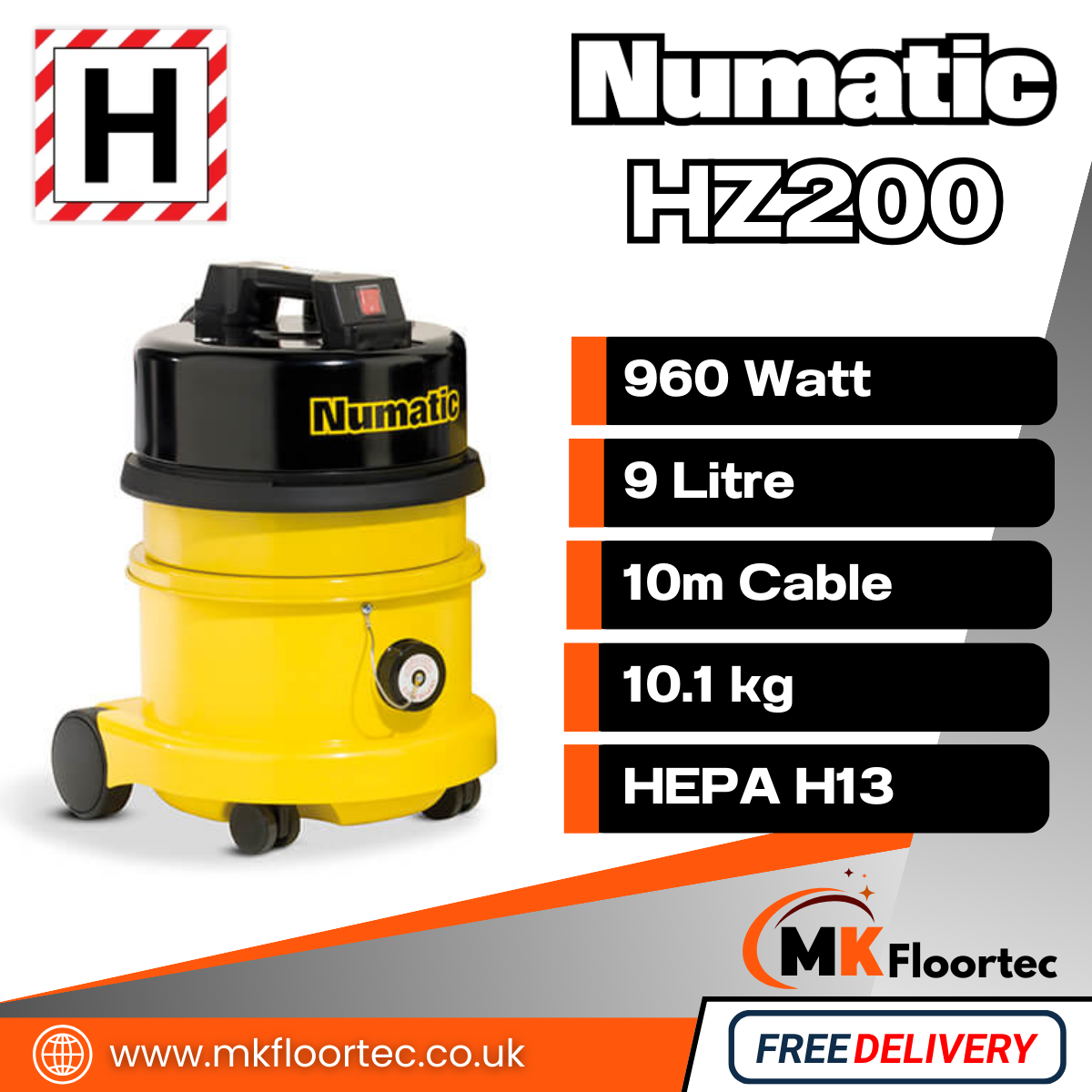 Numatic HZ200 H-Class Vacuum Cleaner Industrial Hazardous Dust Extractor