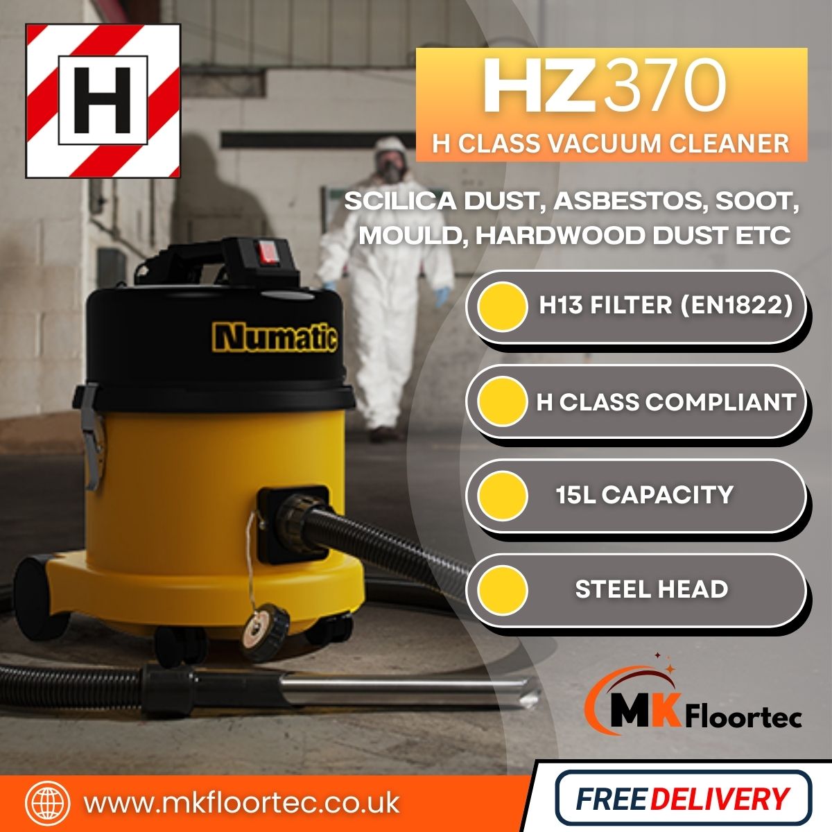 Numatic HZ370 H-Class Vacuum Cleaner Hazardous Dust Extractor