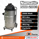 Numatic NTD2003 Industrial Dry Vacuum – Dual Motor 60L Heavy Duty Rubble Vac