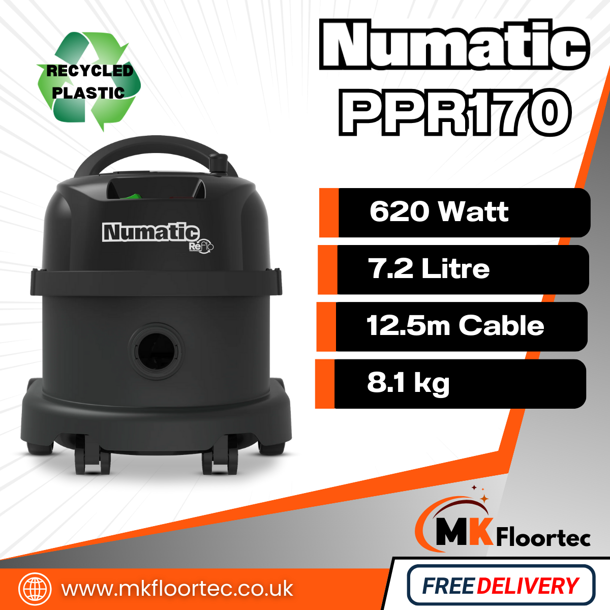 Numatic PPR170 Cylinder Vacuum Cleaner - Commercial Henry Hoover