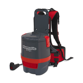  Numatic RSV150H backpack vacuum cleaner with HEPA 13 filtration, 5L capacity, 15m cable, and lightweight aluminum tools for versatile cleaning.