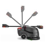 Numatic TTB1840NX-R cordless scrubber dryer features an adjustable handle for versatile and compact floor cleaning.