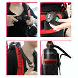  Numatic RSB 150NX-H backpack vacuum features an ergonomic design, adjustable harness, and breathable mesh for user comfort. 