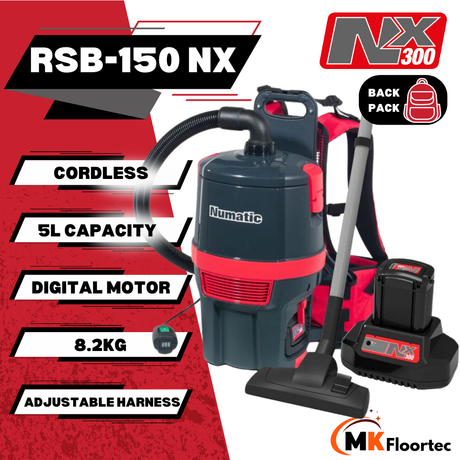 Numatic RSB150NX Cordless Back Pack Vacuum Cleaner RuckSack Vac NX300 Battery powered