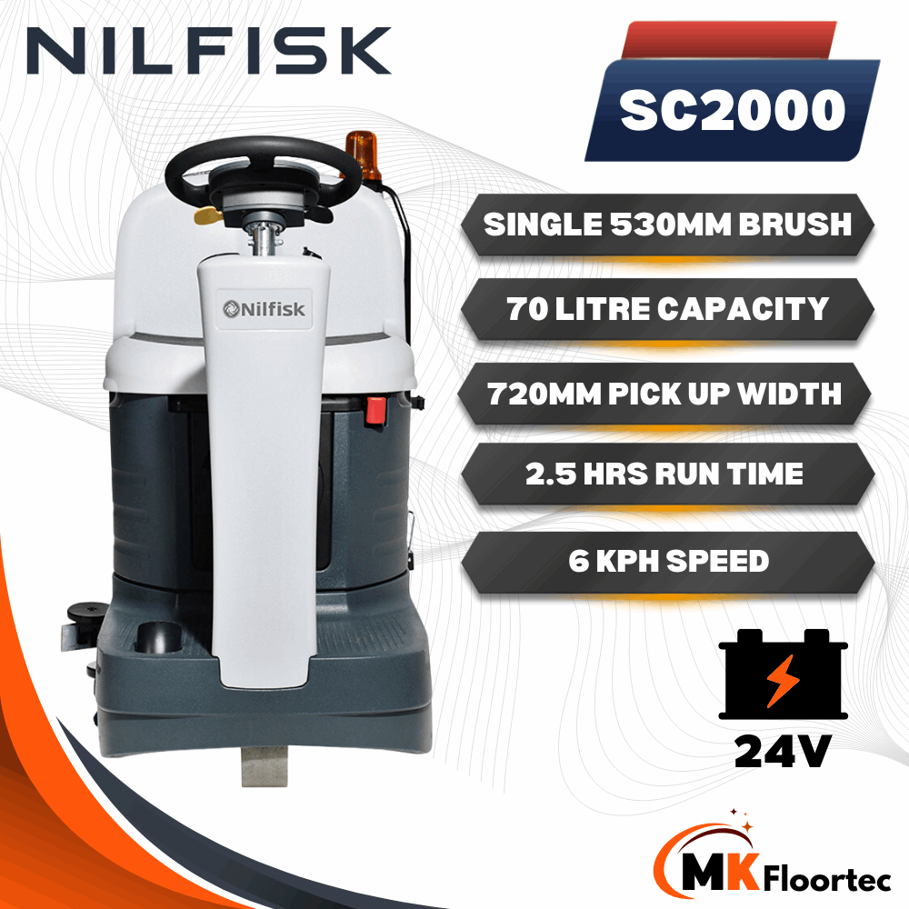 Nilfisk SC2000 mini ride-on scrubber dryer specification 