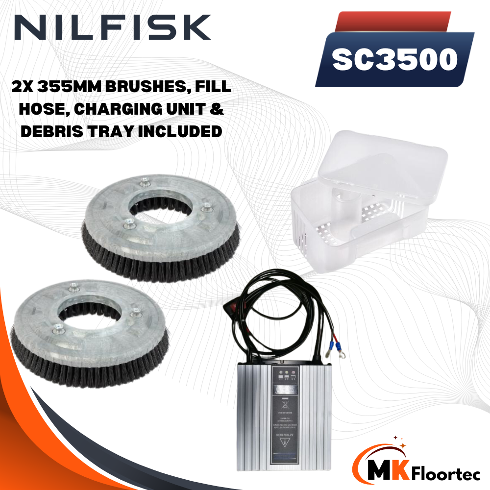 Nilfisk SC3500 Ride On Battery Powered Scrubber Dryer with Charger