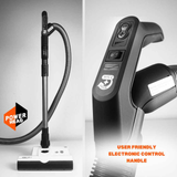 Sebo E3 Premium 2.0 vacuum cleaner features a motorised power head and convenient handle controls for easy operation. 