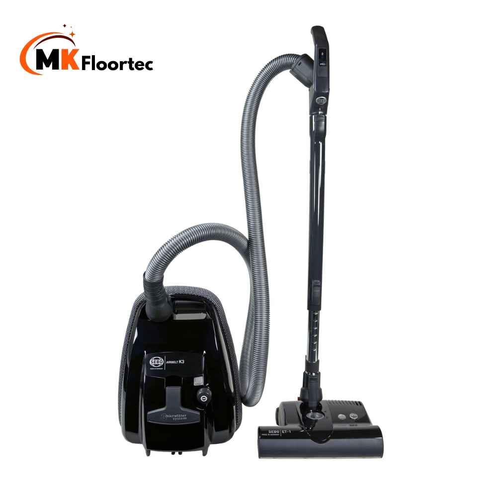 Sebo Airbelt K3 Premium cylinder vacuum cleaner equipped with a power head, delivering exceptional performance and quality. 