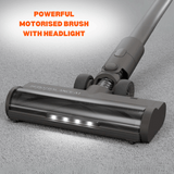 SEBO BALANCE A1 MAGENTA cordless vacuum cleaner equipped with a powerful motorized brush and a useful headlight for dark areas.  