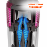 SEBO BALANCE A1 MAGENTA, a cordless vacuum cleaner utilising powerful cyclone technology for superior cleaning performance.  