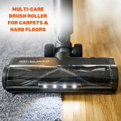 SEBO BALANCE A1 MAGENTA cordless vacuum, perfect for cleaning both hard floors and carpets with ease.  