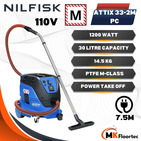 Nilfisk Attix 33-2M PC M Class Vacuum Cleaner 110 Volt - 107412191