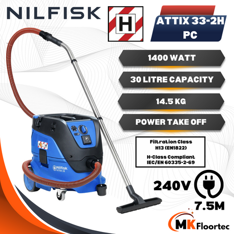 Nilfisk Attix 33-2H PC H Class Hazardous Dust Vacuum Cleaner 240 Volt 107419678