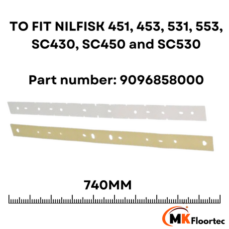 Nilfisk SC450/430/530B Replacement Squeegee Blade Set PU - 9096858000 Front And Rear Set