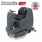 Numatic TVL850 scrubber dryer with 120L capacity, optimised for large area cleaning, utilizing Lithium batteries for extended use. 