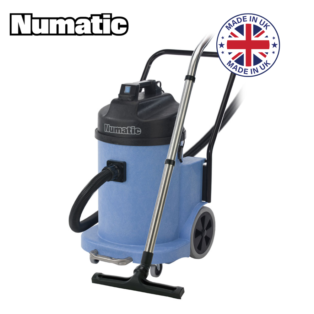 The Numatic WV900 is a powerful 1000W wet and dry vacuum with 32L wet and 40L dry capacity, ideal for spills and floods.