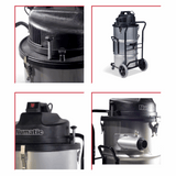 Numatic NTD2003 Industrial Dry Vacuum Cleaner, 60L capacity, twin motors, heavy-duty steel body, trolley-mounted for easy mobility. 