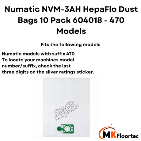 Numatic NVM-3AH HepaFlo Dust Bags 10 Pack 604018 - 470 Models