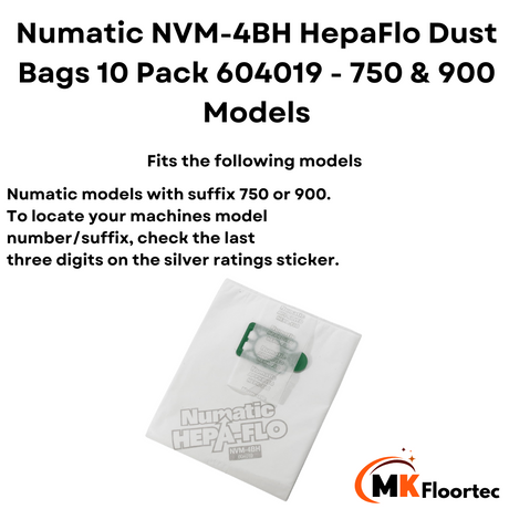 Numatic NVM-4BH HepaFlo Dust Bags 10 Pack 604019 - 750 & 900 Models