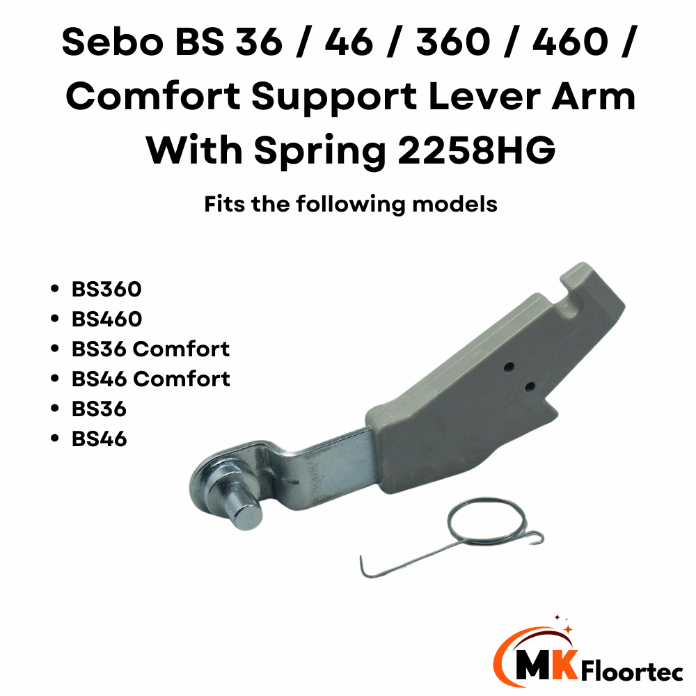 Sebo BS vacuum cleaner support arm lever, part 2256ER, designed for BS360 and BS36 Comfort series models. 