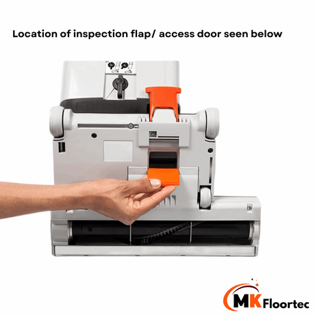 SEBO 2012ER Orange spring-loaded access door for newer BS range vacuum cleaners, including BS36, BS46, BS360, BS460, 370, and 470.