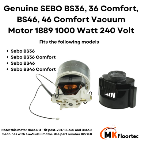 Sebo BS36 / BS46 - Comfort Vacuum Main Suction Motor 1889 240v