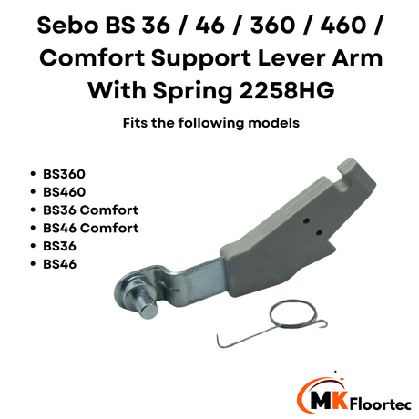 Sebo BS 36 / 46 / 360 / 460 / Comfort Support Lever Arm With Spring 2258HG