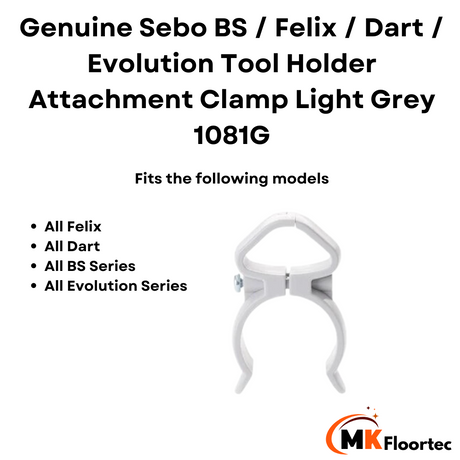 Sebo BS / Felix / Dart / Evolution Tool Holder Attachment Clamp Light Grey 1081G